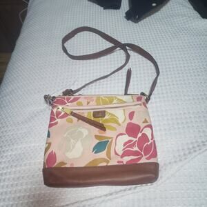 FOSSIL EUC FLORAL COATED CANVAS CROSSBODY BAG